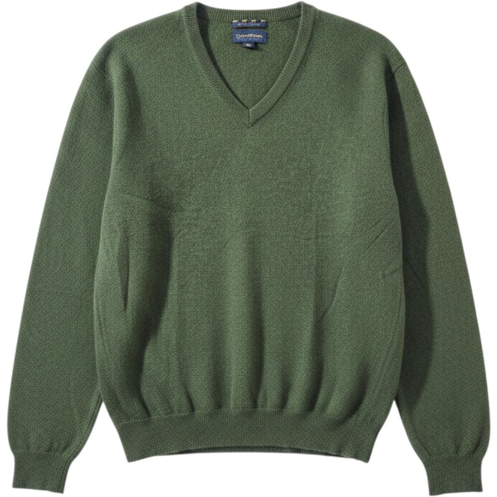 Club Room Estate Cashmere Mens V-Neck Sweater Green Medium 100% Cashmere
